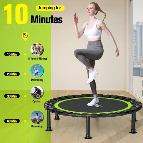 Miniatura 6 de ZCMHAXJ Minitrampolín plegable, trampolín rebotador de 40"/48" para adultos y niños, equipo de entrenamiento de fitness para interiores