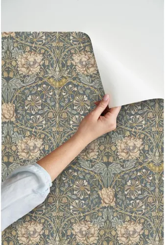 Miniatura 3 de Papel tapiz autoadhesivo de 12 x 2 pies, diseño floral neutro, damasco, artes y manualidades, diseño victoriano inglés Garden Morris, papel tapiz