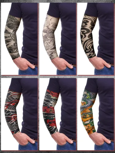 Miniatura 20 de Boao 20 piezas de mangas de brazo de enfriamiento para hombre, manga larga sin dedos, antideslizante, protección UV, mangas temporales para tatuajes