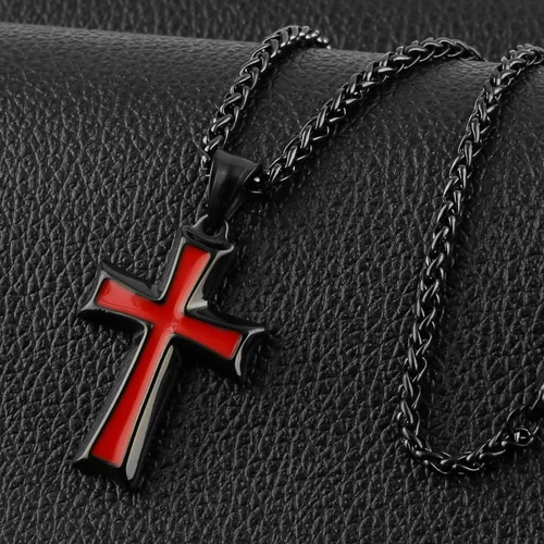 Miniatura 4 de HZMAN collar con colgante de cruz en acero inoxidable para hombres con cadena