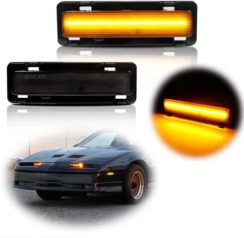 Miniatura 10 de Pontiac Firebird 1982-1992, Chevy Camaro 1982-1992 - Lámpara de marcador lateral para parachoques delantero, lente transparente, luz LED ámbar Lente
