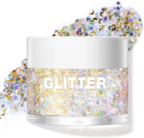 Miniatura 10 de LANGMANNI Gel holográfico con purpurina para el cuerpo, la cara, el cabello y los labios. Gel con purpurina que cambia de color bajo la luz. Vegano