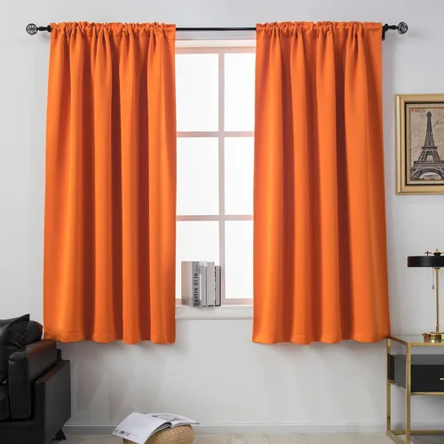 Miniatura 65 de DUALIFE Cortinas opacas de 45 pulgadas de largo, 2 paneles para ventanas pequeñas de dormitorio, aislamiento térmico, bolsillo para barra, cortinas