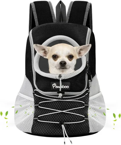 Pawaboo Mochila transportadora para perros y mascotas, transportador frontal de viaje para cachorros perros pequeños, medianos y gatos, mochila de