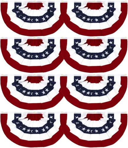 Flaglink Bandera de abanico plisada estadounidense de 1.5 x 3 pies de ancho aproximado de 35.4 in – Bandera patriótica de Estados Unidos de medio