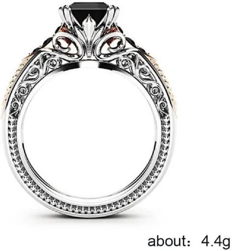 Miniatura 5 de Eternal 925 Anillo de diamantes de talla cuadrada de turmalina negra y plata 925 para mujer, Oro