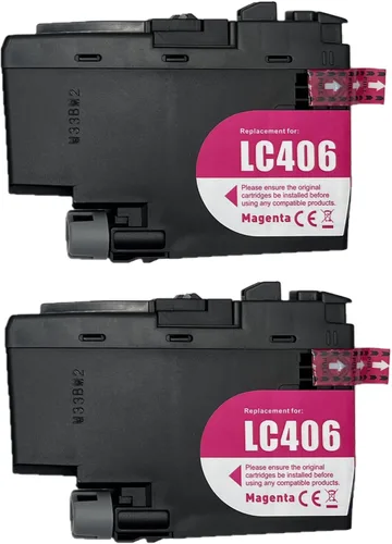Raleza LC406 - Cartucho de tinta compatible con LC 406 para impresora Brother MFC-J4335DW MFC-J4345DW MFC-J4535DW XL (2 Magenta)