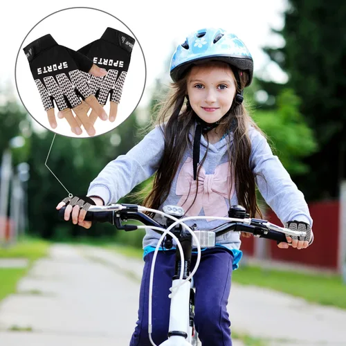 Miniatura 5 de Bumobot Guantes de ciclismo deportivos sin dedos antideslizantes para niños pequeños, guantes de pesca de medio dedo para niños, ciclismo, escalada