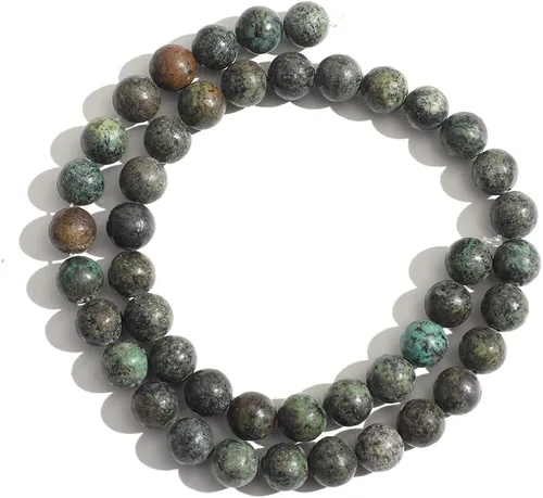 Miniatura 3 de Piedra natural de 0.157 pulgadas (0.157 in) de turquesa africana redonda de cristal energético, cuentas sueltas de piedras preciosas lisas