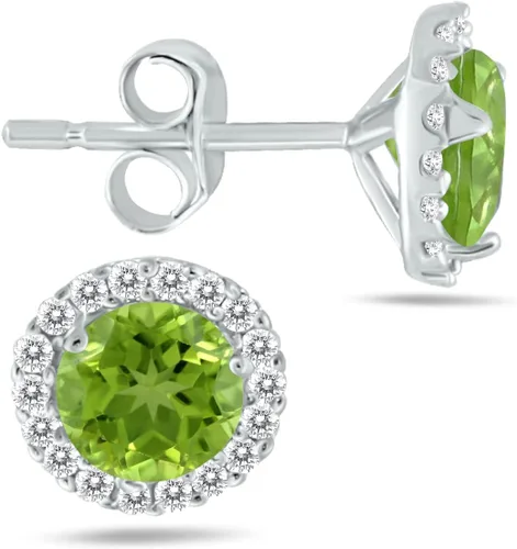 Miniatura 27 de Aretes de tuerca de diamantes naturales y piedras preciosas genuinas de 0.197 in en oro blanco de 14 quilates