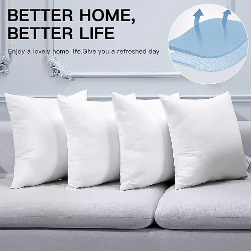 Miniatura 5 de OTOSTAR Juego de 4 rellenos de almohada de 20 x 20 pulgadas, rellenos de almohada cuadrados decorativos para interiores, para sofá, cama, sofá