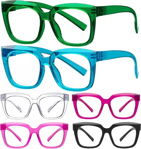 Miniatura 9 de Eyekepper Paquete de 5 lentes de lectura de gran tamaño, lectores retro para mujer, incluyen lectores Sunshine +0.50
