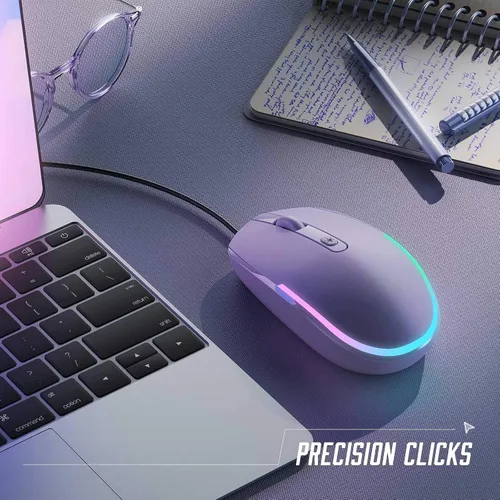 Miniatura 7 de seenda Ratón con cable - Ratones de computadora USB con cable con retroiluminación RGB LED óptico con cable USB adjunto para portátiles, portátiles
