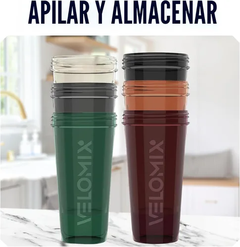 Miniatura 6 de VELOMIX -Paquete de 6 - Botella mezcladora de proteínas de 28 onzas para mezclas de proteínas - 6 batidores de alambre Vasos agitadores a prueba