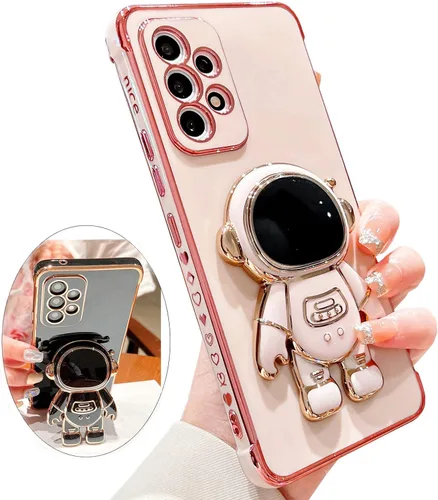 Miniatura 25 de Funda compatible con Samsung Galaxy Z Flip 5/Z Flip 6 con soporte, diseño de astronauta 3D de lujo para mujeres, funda protectora suave diseñada