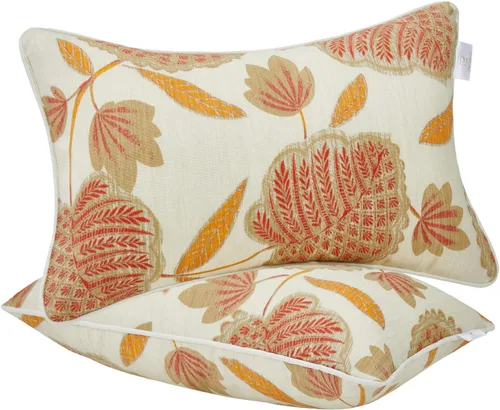 Miniatura 13 de JMGBird Juego de 2 almohadas lumbares para exteriores con relleno de algodón PP para muebles de patio, almohadas decorativas de 12 x 20 pulgadas