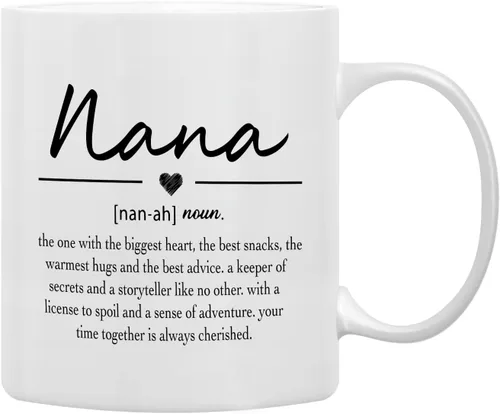 Miniatura 4 de QASHWEY Gigi Definition - Taza de café con texto en inglés "Grande", regalo de cumpleaños de la abuela y la madre, para nieta, nieto, taza