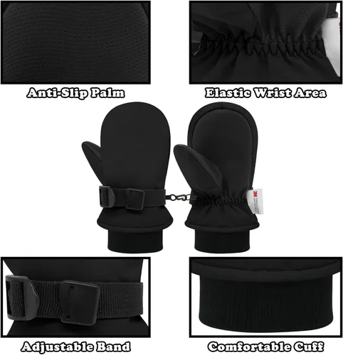 Miniatura 30 de Sarfel Guantes impermeables para niños pequeños, guantes de esquí, guantes de nieve, guantes para bebé, Thinsulate 1-7 años