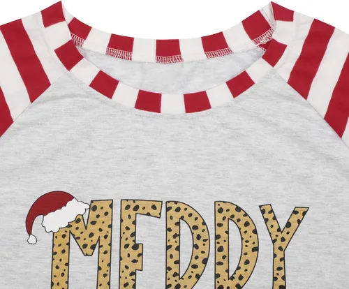 Miniatura 6 de Camisa de Feliz Navidad para mujer, blusa con sombrero de Papá Noel, camiseta casual de manga larga raglán para vacaciones