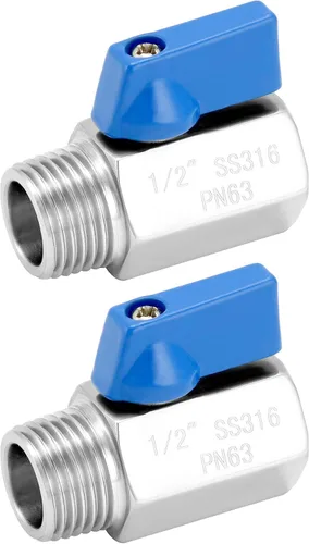 Miniatura 9 de QWORK Mini válvula de bola de 1/4 de pulgada de acero inoxidable 316, hembra x macho NPT válvula de cierre de rosca, mango de cuarto de vuelta