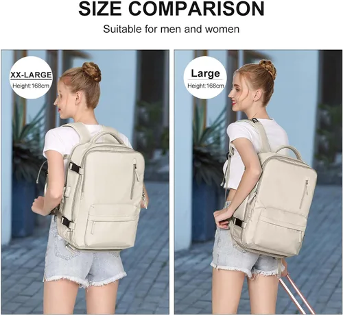 Miniatura 4 de WONHOX - Mochila grande, aprobada para vuelo, unisex, para viajes, trabajo, negocios o laptop, A2-beige A20-beige