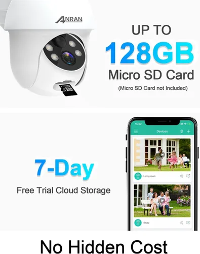 Miniatura 9 de ANRAN Cámara de seguridad inalámbrica para exteriores, cámara solar 2K para exteriores con visión de 360°, sirena inteligente, focos, visión 2-Blanco
