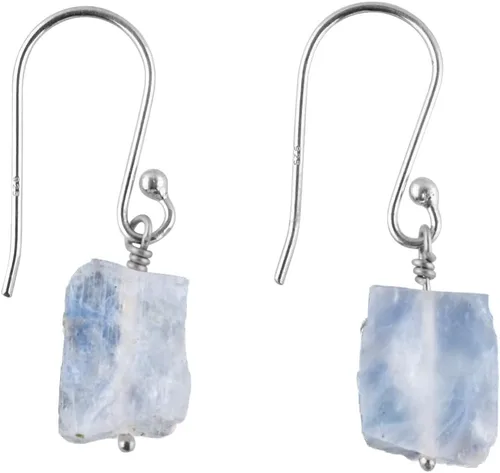 Aretes colgantes de cristal crudo para mujeres y niñas | Joyas de piedras preciosas naturales | Joyas de piedra natal | Plata de ley 925 | Aretes de
