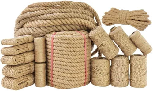 Miniatura 8 de Cuerda de yute de 0.039 pulgadas (0.039 in), cuerda de arpillera de 820 pies, cuerda de cáñamo grueso natural fuerte para artes, manualidades