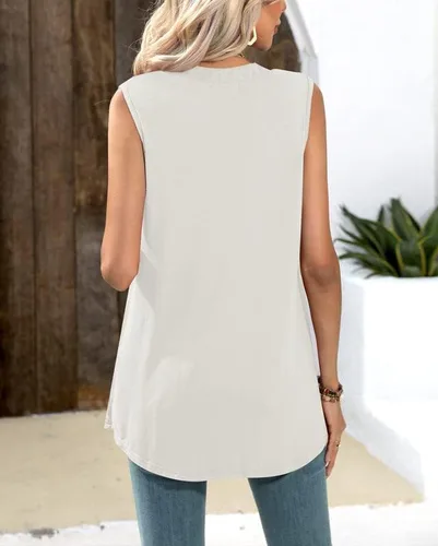 Miniatura 8 de Spadehill Camisetas sin mangas de gasa con cuello en V para mujer