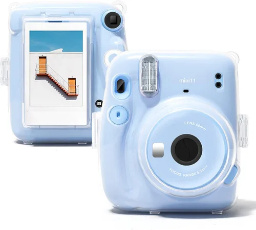 Miniatura 3 de Kit de funda transparente Mini 11 para Fujifilm Instax Mini 11, funda para cámara instantánea con bolsillo para película, calcomanías adhesivas
