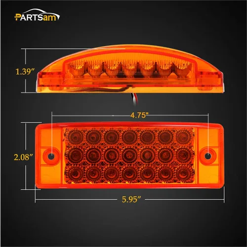 Miniatura 4 de Partsam 2 luces rectangulares ámbar de 6 pulgadas, 21 LED, señal de giro de 6 x 2, luces rectangulares de liquidación para remolque, camión