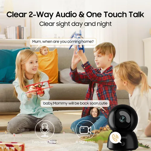 Miniatura 6 de Cámara de seguridad 2K para interiores, cámara WiFi de 2.4G y 5G para mascotas para seguridad del hogar, cámara para mascotas/perros/ancianos/bebés