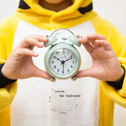 Miniatura 5 de FLOITTUY {Reloj despertador fuerte para personas que duermen profundamente) Reloj despertador de campana doble de 3.5 pulgadas con luz de fondo