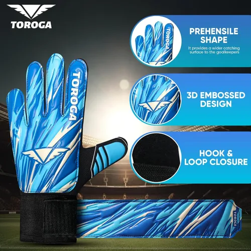 Miniatura 5 de Guantes de portero – Guantes de fútbol de agarre fuerte con protección doble en la cintura y palma de látex antideslizante – Cómodos para niños, Cian