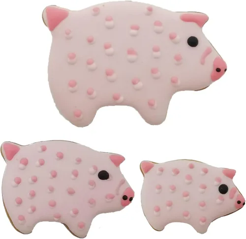 Miniatura 6 de Juego de 3 cortadores de galletas en forma de cerdo de acero inoxidable