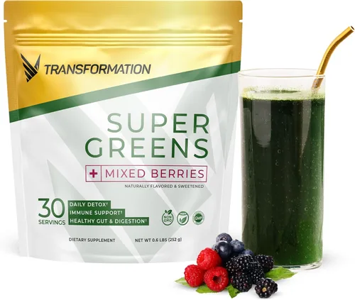 Transformation Super Greens Superfood Green Juice Powder - Apoyo inmunológico y energético | Ingredientes naturales | Minerales desintoxicantes y