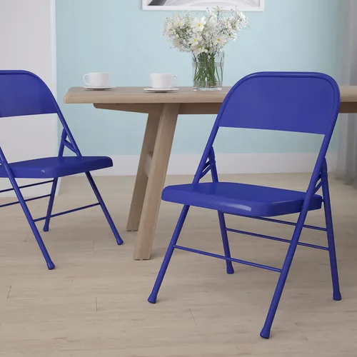 Miniatura 2 de Flash Furniture HERCULES COLORBURST Series - Silla plegable de metal con triple refuerzo y doble bisagra, color azul cobalto