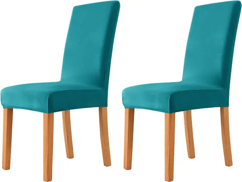 Miniatura 24 de Velvet Chair Covers Beige Gray, Stretch Dining Room Chair Covers 2 Pack, Super Fit Dining Chairs Slipcovers Spandex Washable Kitchen Parson Chair