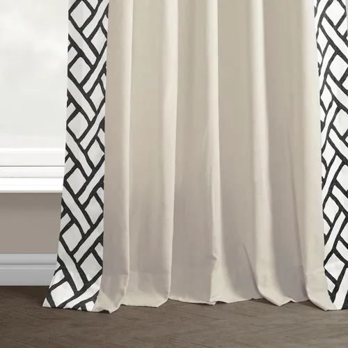 Miniatura 7 de HPD Half Price Drapes Cortinas de algodón sólido con bordes para dormitorio y sala de estar, 50 x 84, DTCC-SB220607-84 (1 panel) Garden Path Negro