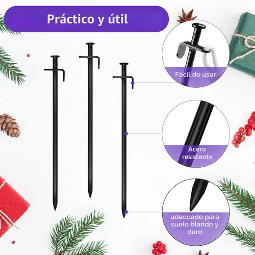 Miniatura 5 de Kits de estacas de árbol de acero resistente, kits de estacas y soportes para árboles jóvenes contra el mal tiempo, incluye 3 correas de árbol