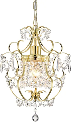 Miniatura 13 de Candelabro pequeño para dormitorio, candelabro cromado 90% preensamblado, mini candelabro de cristal acrílico, 1 lámpara colgante para dormitorio
