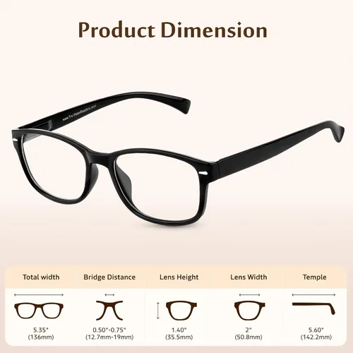 Miniatura 2 de TruVision 9505HP Reading Glasses - 1, 2, 3 Pack for Men & Women 9505 2 negro