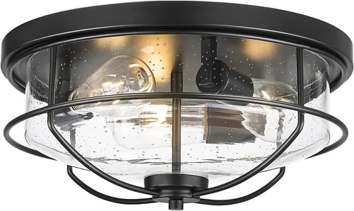 Miniatura 13 de HWH INVESTMENT Lámparas de techo de montaje empotrado, lámpara de techo de 12 pulgadas de 2 luces estilo granja cerca del techo con pantalla