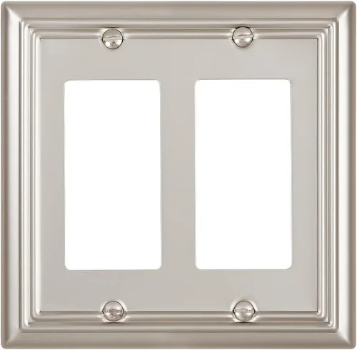 Miniatura 25 de Paquete de 1 Placa de Pared Combinada Toggle/Decorativa, Cubierta de Placa de Pared de Metal para Interruptor de Luz, Receptáculo, Interruptor