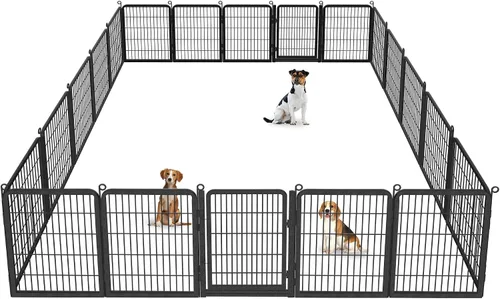 Miniatura 15 de Corralito para perros, 40 pulgadas de altura, 14 paneles con umbral bajo, puerta completa y doble cerradura, cerca para perros al aire libre