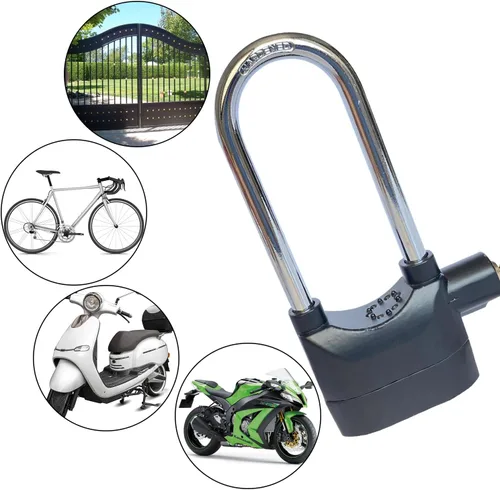 Miniatura 3 de Candado de Alarma de Viga Cruzada Universal 110dba Sistema de Alarma de Seguridad Antirrobo para Puerta, Motocicleta, Candado con 3 Llaves (2 Piezas)