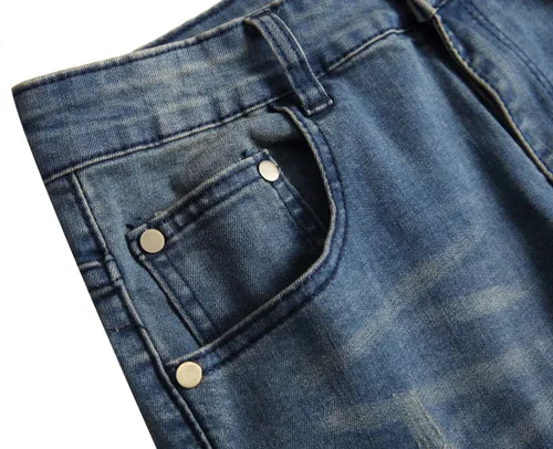 Miniatura 4 de QIMYUM Jeans ajustados para hombre, jeans ajustados rasgados para hombre, jeans de motociclista, elásticos, pantalones de mezclilla de Moto Cargo