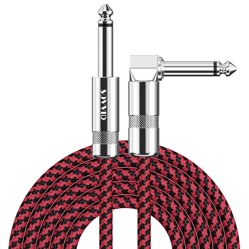 Cable de guitarra de 10 pies, cable de instrumento profesional para guitarra eléctrica, cable AMP, cable TS de 1/4 de pulgada para guitarra, bajo,