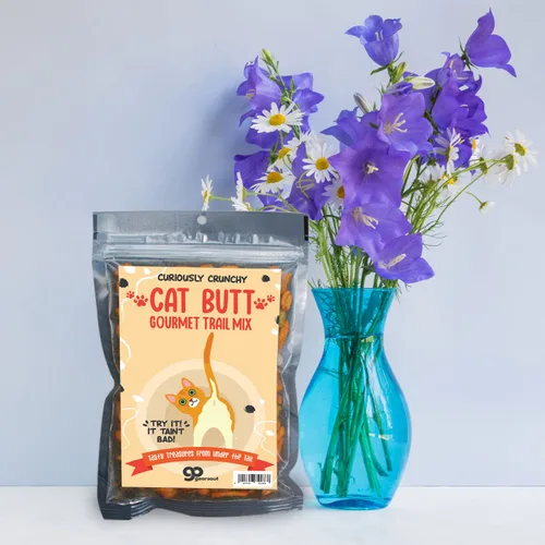 Miniatura 5 de Cat Butt Gourmet Trail Mix – Cesta de regalo prémium para los amantes de los gatos, divertido regalo de broma para gatos locos de amigos, rellenos