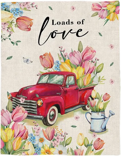 Miniatura 6 de Manta de Pascua de camión rojo, tulipán, manta suave y cálida, manta de franela de flores y mariposas para sofá, cama, manta para el Día